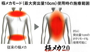 極メカモード時の施療範囲をさらに拡大。