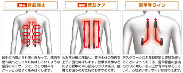 背中周り＋肩甲骨裏のコリや疲れを効果的にもみほぐします