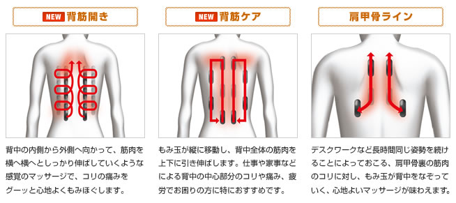 背中周り＋肩甲骨裏のコリや疲れを効果的にもみほぐします